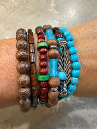 Bead & Stone Elastic Bracelet - Beach Gypsy
