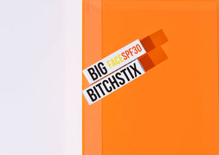 Big Bitchstix Face SPF30 Stix bottle shown upright to display its label and shimmer finish