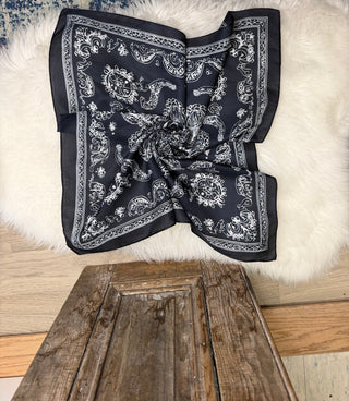 Black Square Paisley Mandala Scarf - Beach Gypsy