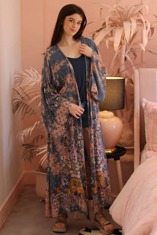 Bleach Tie-Dye Printed Duster Kimono - Beach Gypsy