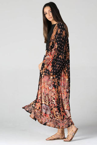 Bleach Tie-Dye Printed Duster Kimono - Beach Gypsy