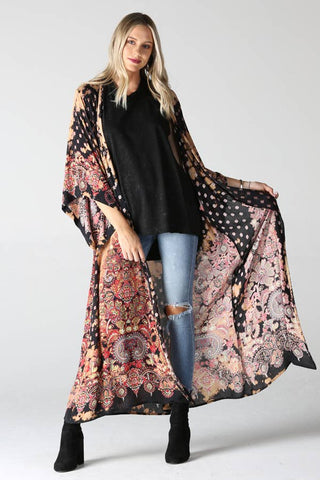 Bleach Tie-Dye Printed Duster Kimono - Beach Gypsy