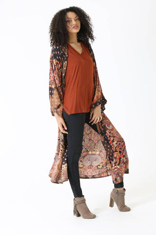Bleach Tie-Dye Printed Duster Kimono - Beach Gypsy