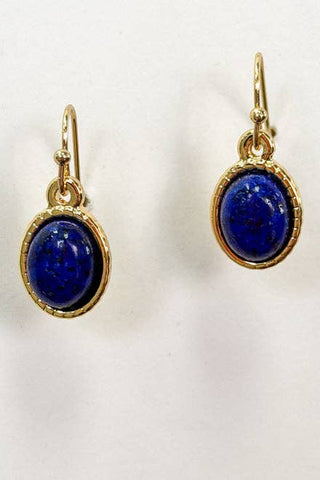 Blue Oval Stone Dangle Earrings - Beach Gypsy