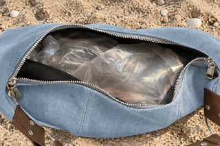Blue Suede-Style Slouchy Hobo Shoulder Bag - Beach Gypsy