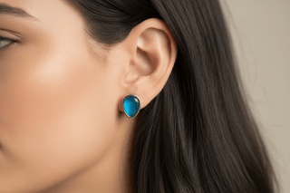 Blue Water Drop Stud Earrings - Beach Gypsy