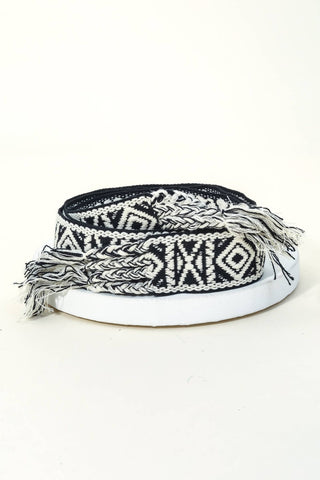 Boho Braided Belt laid flat to show its buckle and woven texture