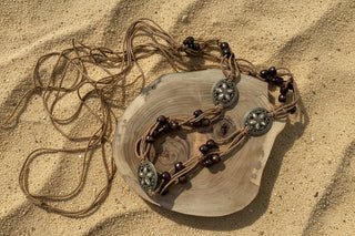 Boho Braided Rope Belt laid flat to show its buckle and woven texture