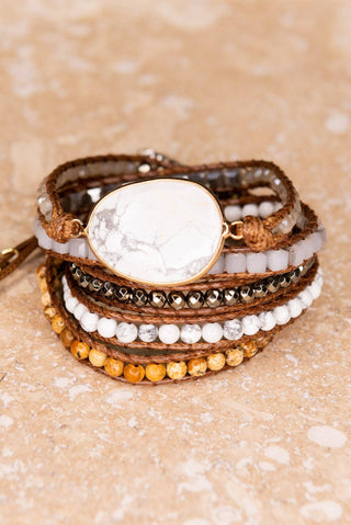 Boho Multi Wrap Bracelet with Large Stone - Beach Gypsy