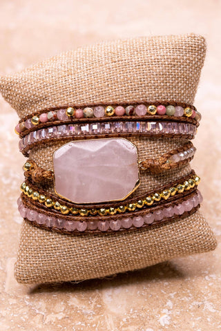 Boho Multi Wrap Bracelet with Large Stone - Beach Gypsy