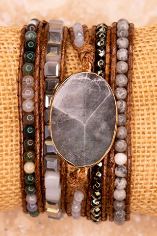 Boho Multi Wrap Bracelet with Large Stone - Beach Gypsy