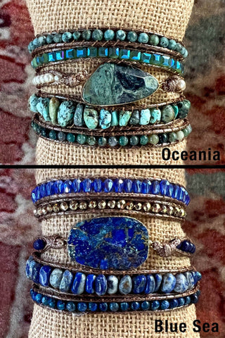 Boho Multi Wrap Bracelet with Large Stone - Beach Gypsy