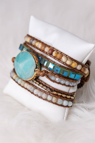 Boho Multi Wrap Bracelet with Large Stone - Beach Gypsy