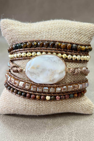 Boho Multi Wrap Bracelet with Large Stone - Beach Gypsy