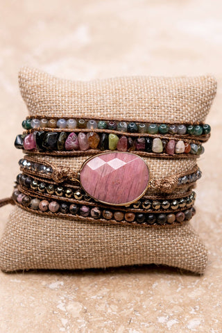 Boho Multi Wrap Bracelet with Large Stone - Beach Gypsy