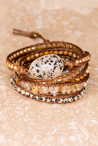 Boho Multi Wrap Bracelet with Large Stone - Beach Gypsy