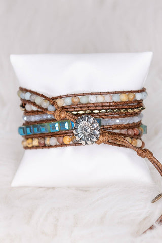 Boho Multi Wrap Bracelet with Large Stone - Beach Gypsy