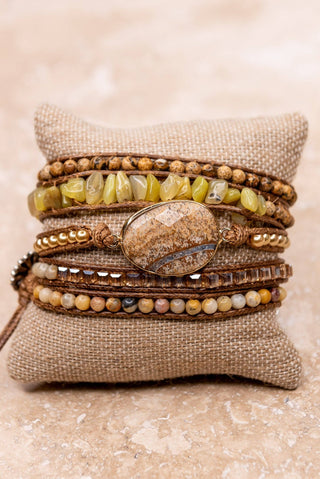 Boho Multi Wrap Bracelet with Large Stone - Beach Gypsy