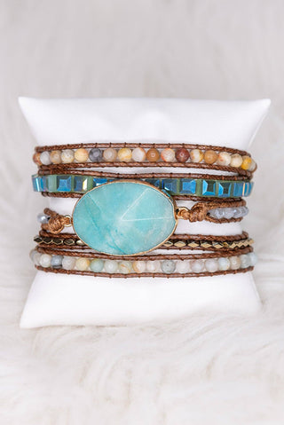 Boho Multi Wrap Bracelet with Large Stone - Beach Gypsy