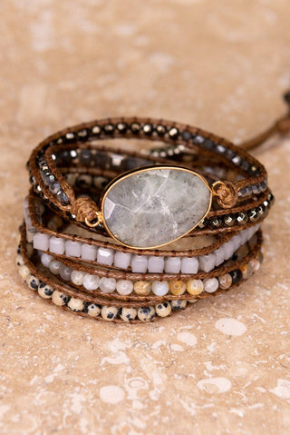Boho Multi Wrap Bracelet with Large Stone - Beach Gypsy