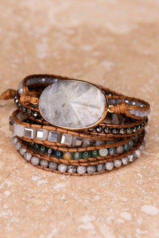 Boho Multi Wrap Bracelet with Large Stone - Beach Gypsy