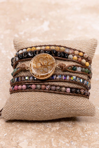 Boho Multi Wrap Bracelet with Large Stone - Beach Gypsy