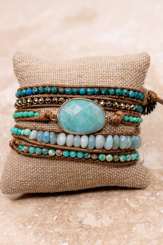 Boho Multi Wrap Bracelet with Large Stone - Beach Gypsy