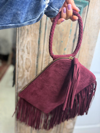 Bordeaux Tassel Fringe Wristlet Bag - Beach Gypsy
