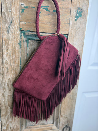 Bordeaux Tassel Fringe Wristlet Bag - Beach Gypsy