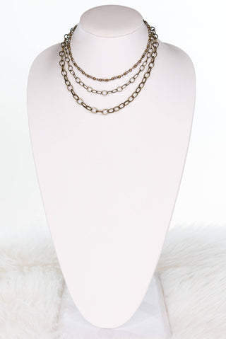 Bronze Triple Strand Necklace - Beach Gypsy