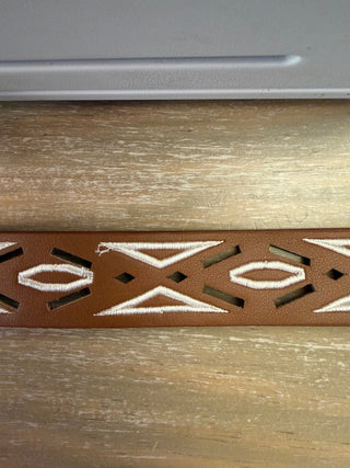 Brown Geometric Embroidered Belt - Beach Gypsy