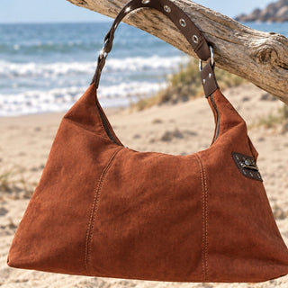 Brown Suede-Style Slouchy Hobo Shoulder Bag - Beach Gypsy