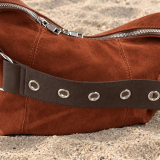 Brown Suede-Style Slouchy Hobo Shoulder Bag - Beach Gypsy