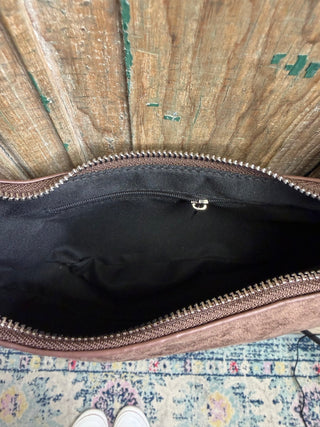 Brown Sueded Fringe Shoulder Bag - Beach Gypsy