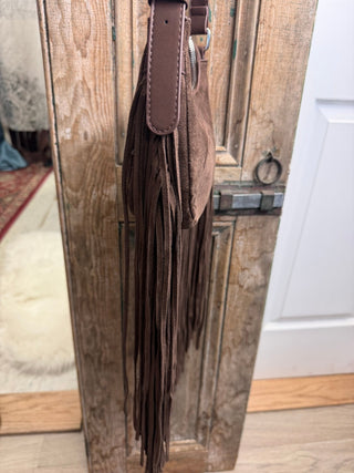 Brown Sueded Fringe Shoulder Bag - Beach Gypsy