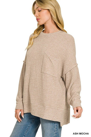 Brushed Melange Drop Shoulder Oversized Sweater - Beach Gypsy
