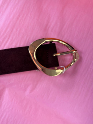 Burgundy Sueded Belt with Gold-Tone Buckle - Beach Gypsy