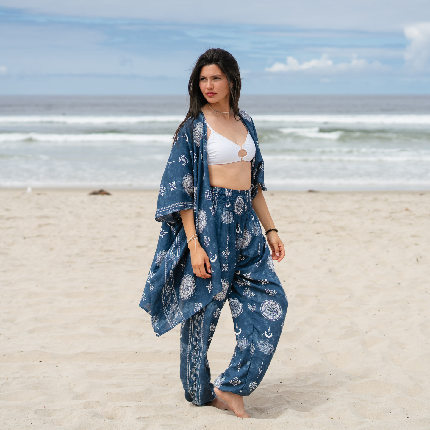 Nova Blue Lotus Moon Harem Pants