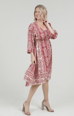 Cinnamon Paisley Hankie Hem Midi Dress - Beach Gypsy