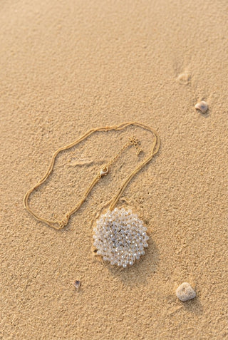 Circular Beaded Long Medallion Pendant Necklace - Beach Gypsy