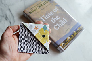 Corner Fabric Bookmark laid flat, showing its fabric pattern and corner design