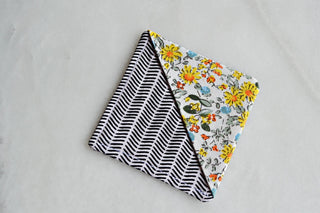 Corner Fabric Bookmark laid flat, showing its fabric pattern and corner design