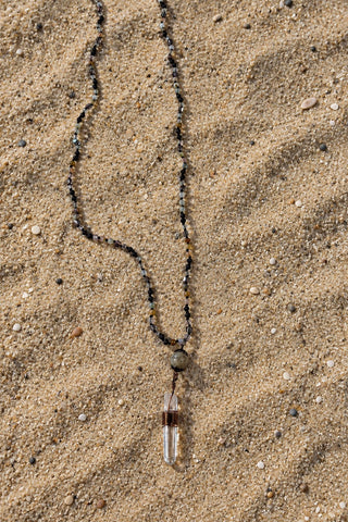 Crystal Pendant Beaded Necklace - Beach Gypsy