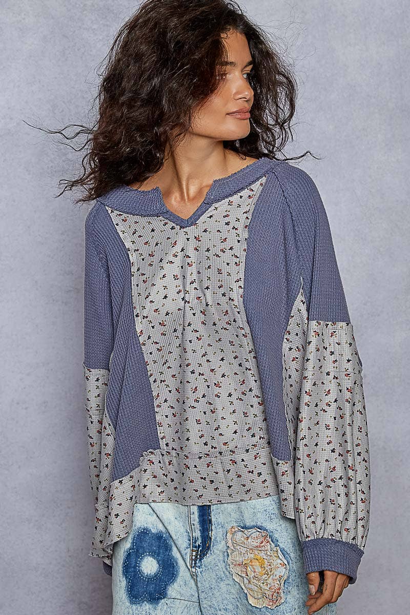 Floral Print Contrast Top