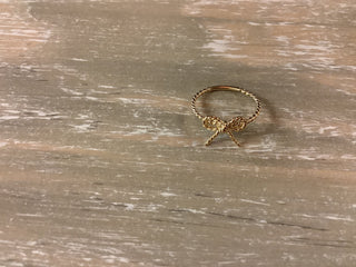 Delicate Rope Bow Ring, Gold Size 6 - Beach Gypsy