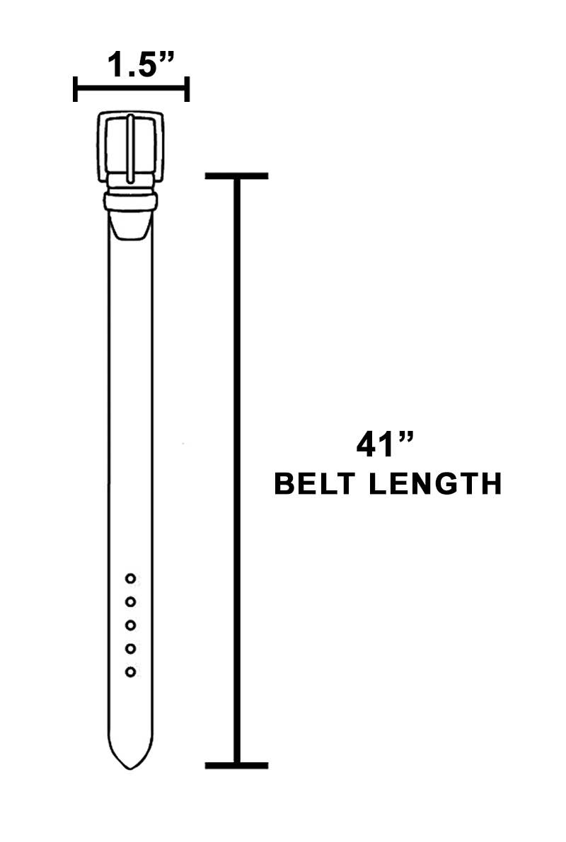 Measurement chart of a belt with dimensions labeled