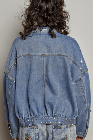 Distressed Studded Denim Jacket - Beach Gypsy