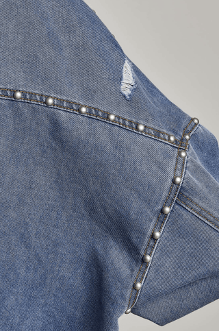 Distressed Studded Denim Jacket - Beach Gypsy