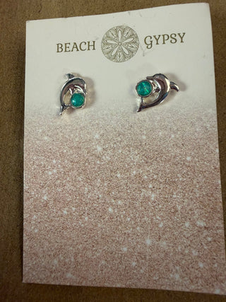 Dolphin Glitter Ball Stud Earrings - Beach Gypsy