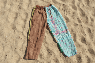 Drawstring Cotton Patch Pant shown flat, highlighting the cotton fit